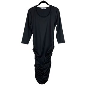 Miss Qee Maternity 3/4 Long Sleeve Bodycon Fitted Midi Dress Stretch Size M